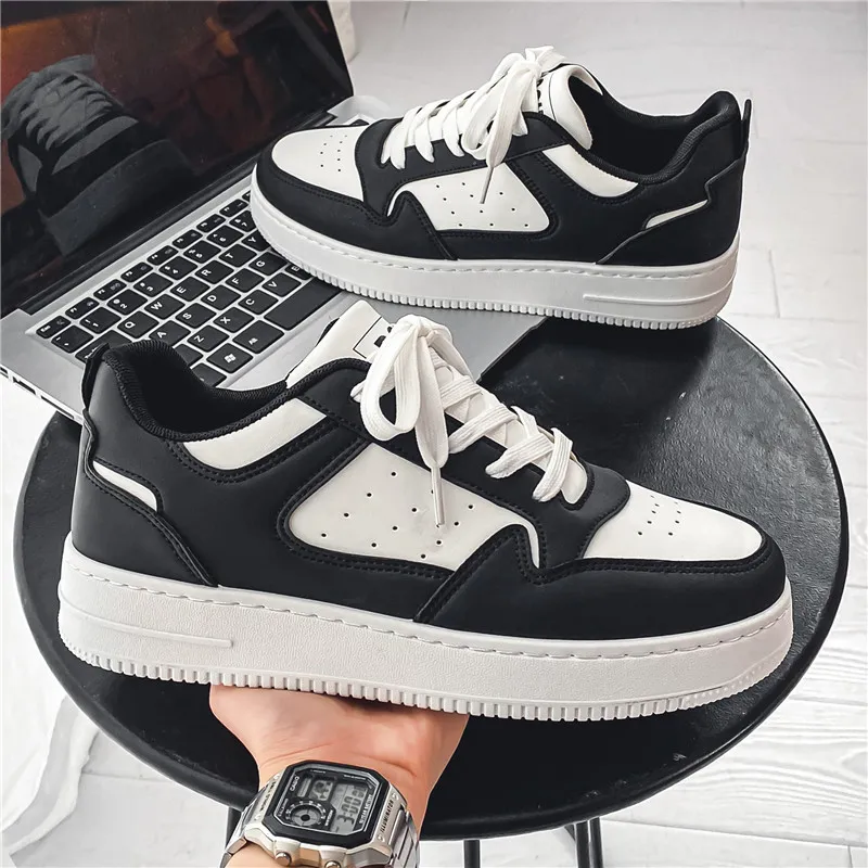 Nouvelles baskets blanches respirantes pour étudiants masculins, chaussures de sport décontractées à semelle épaisse, chaussures
